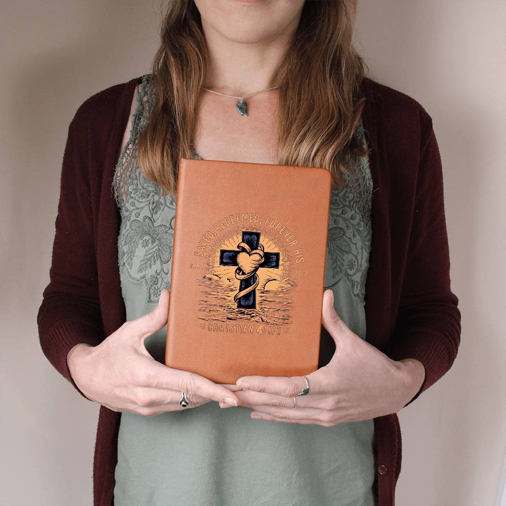 "Saved, Redeemed, Forever His" Vegan Leather Christian Journal