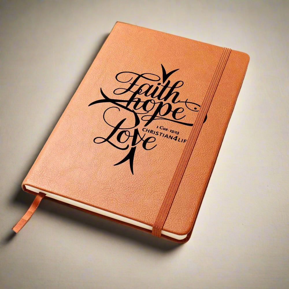 "Faith, Hope, Love" Vegan Leather Christian Journal
