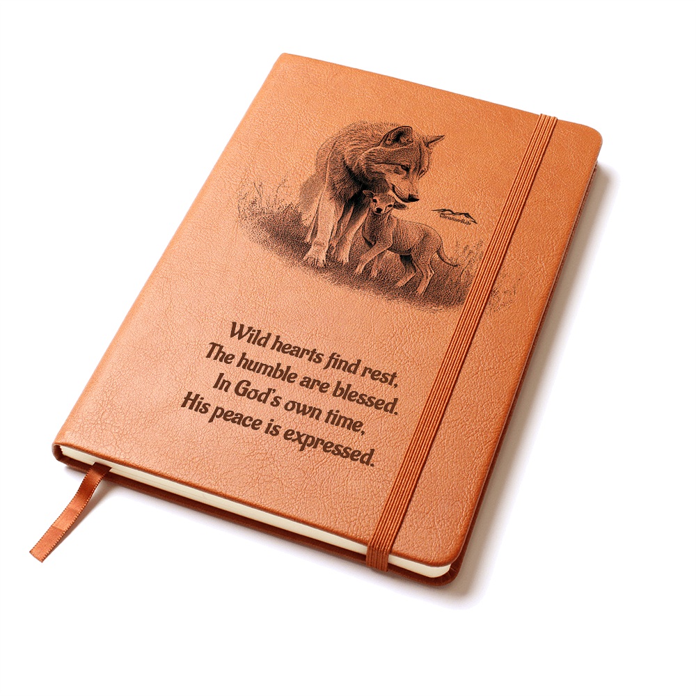 "In God's own time" Christian Journal featuring wolf and lamb inspired by Isaiah 11:6