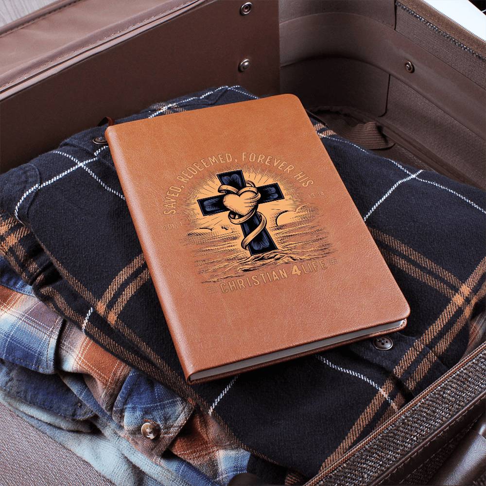 "Saved, Redeemed, Forever His" Vegan Leather Christian Journal