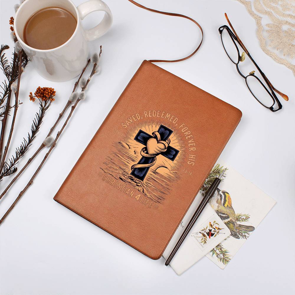 "Saved, Redeemed, Forever His" Vegan Leather Christian Journal