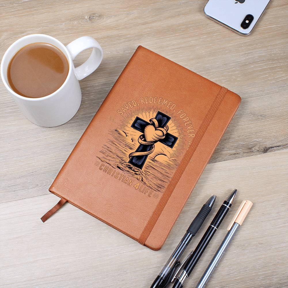 "Saved, Redeemed, Forever His" Vegan Leather Christian Journal