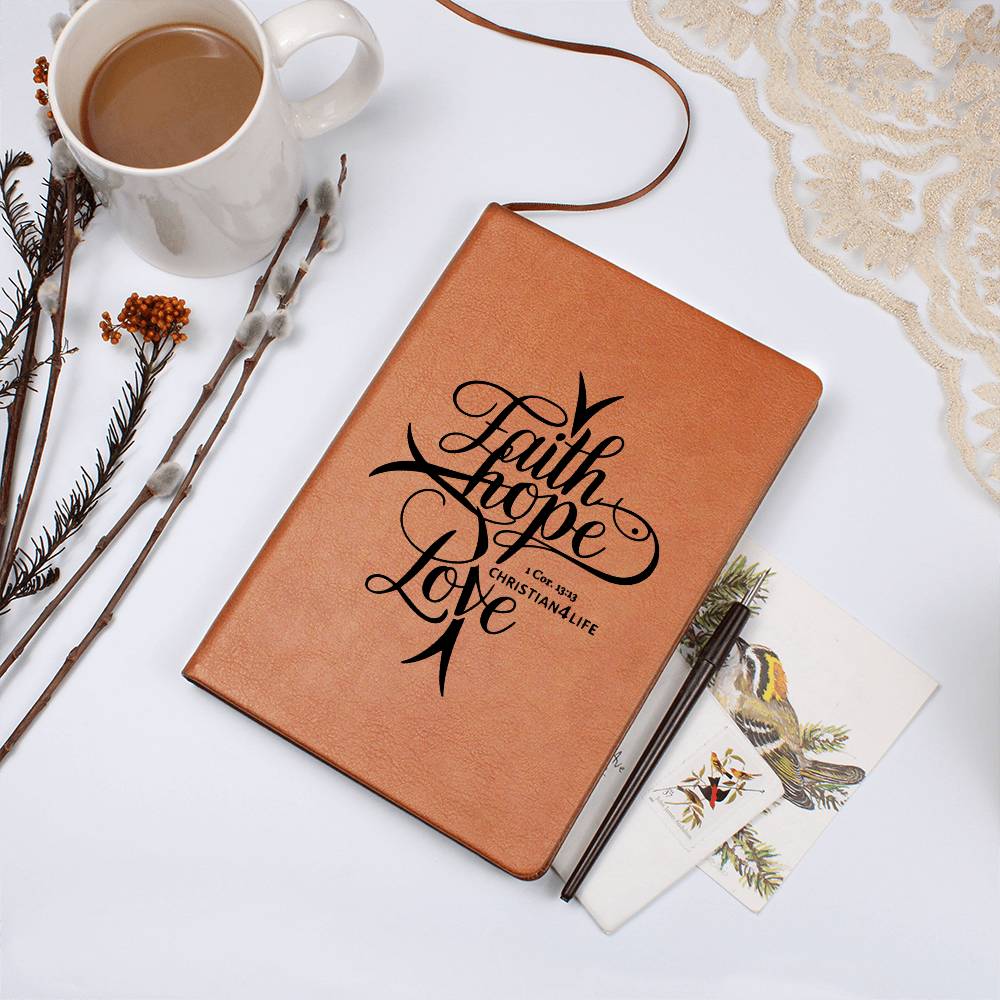 "Faith, Hope, Love" Vegan Leather Christian Journal
