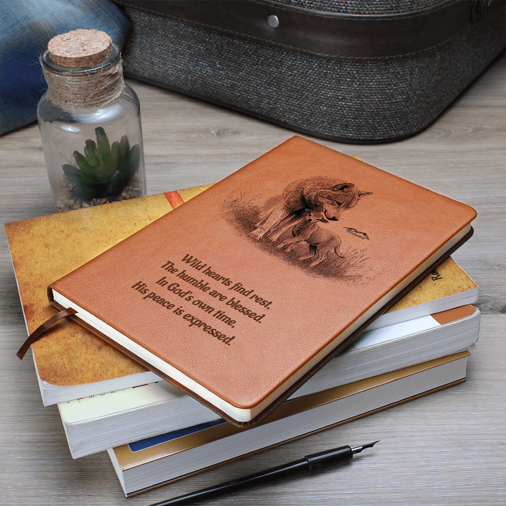 "In God's own time" Christian Journal featuring wolf and lamb inspired by Isaiah 11:6