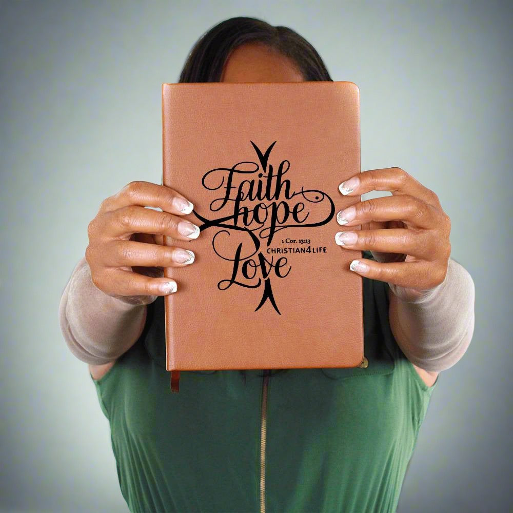 "Faith, Hope, Love" Vegan Leather Christian Journal