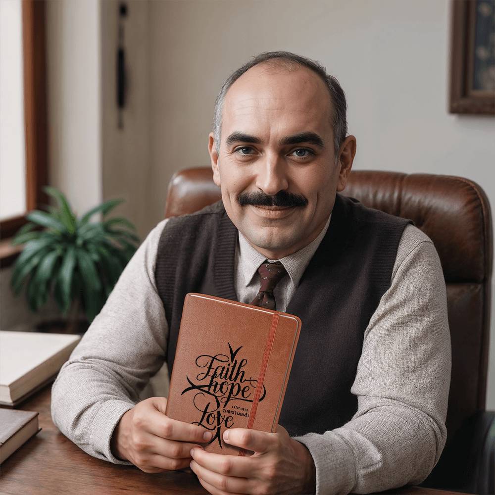 "Faith, Hope, Love" Vegan Leather Christian Journal