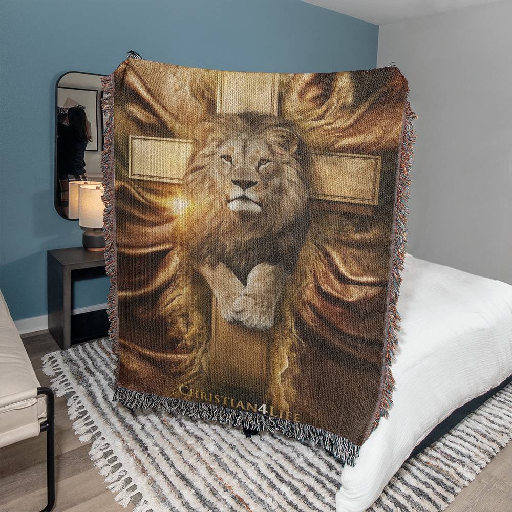 Christian4Life Lion of Judah and Cross Heirloom Woven Blanket
