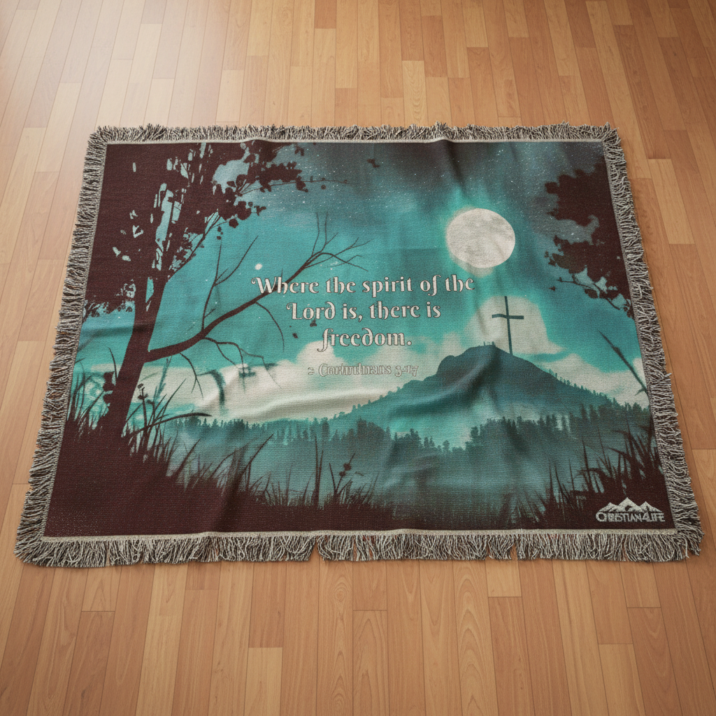 "Where the spirit of the Lord is, there is Freedom" Christian Woven Blanket