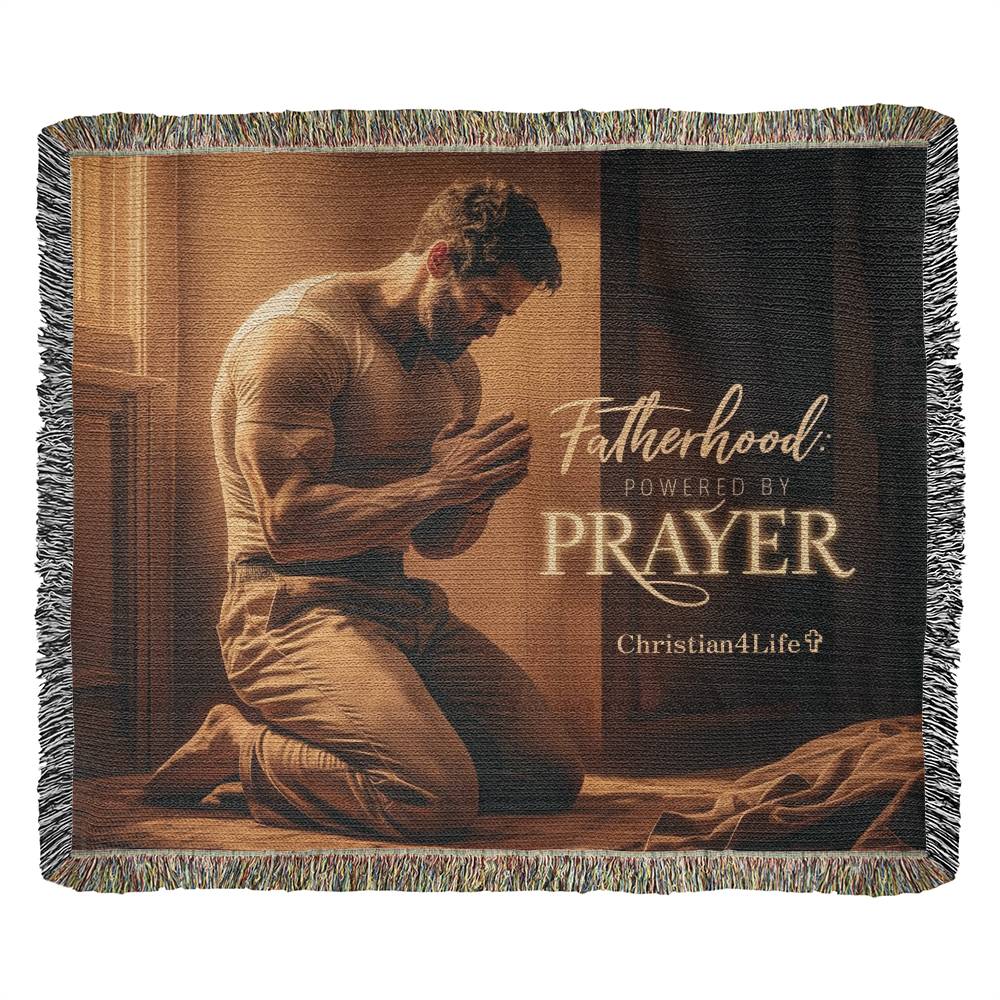 Christian Woven Blanket "Fatherhood, powered by Prayer"
