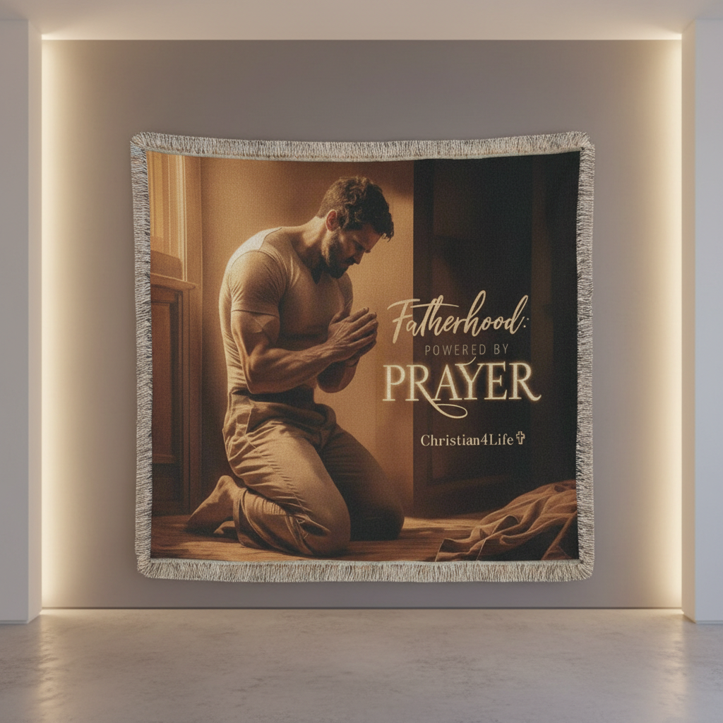 Christian Woven Blanket "Fatherhood, powered by Prayer"