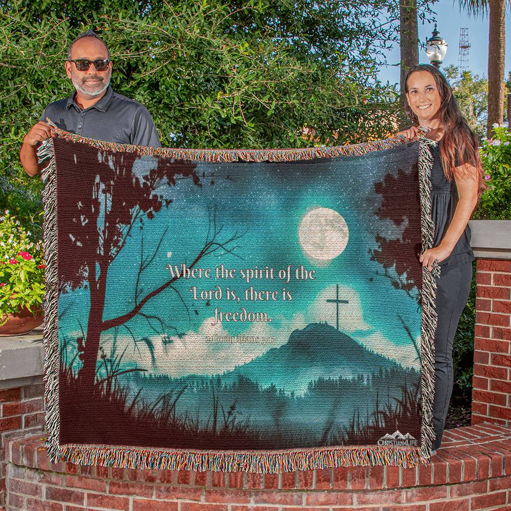 "Where the spirit of the Lord is, there is Freedom" Christian Woven Blanket