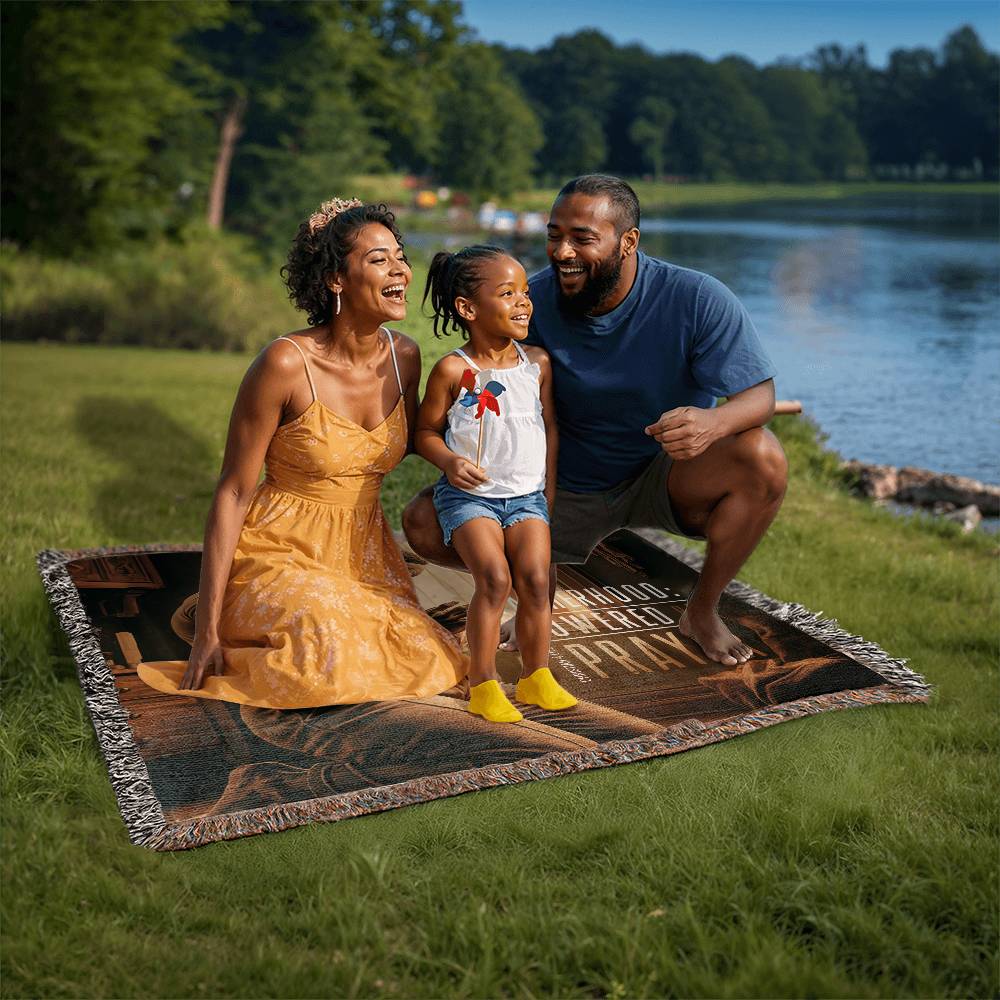 "Fatherhood, Powered by Prayer" Christian Woven Blanket