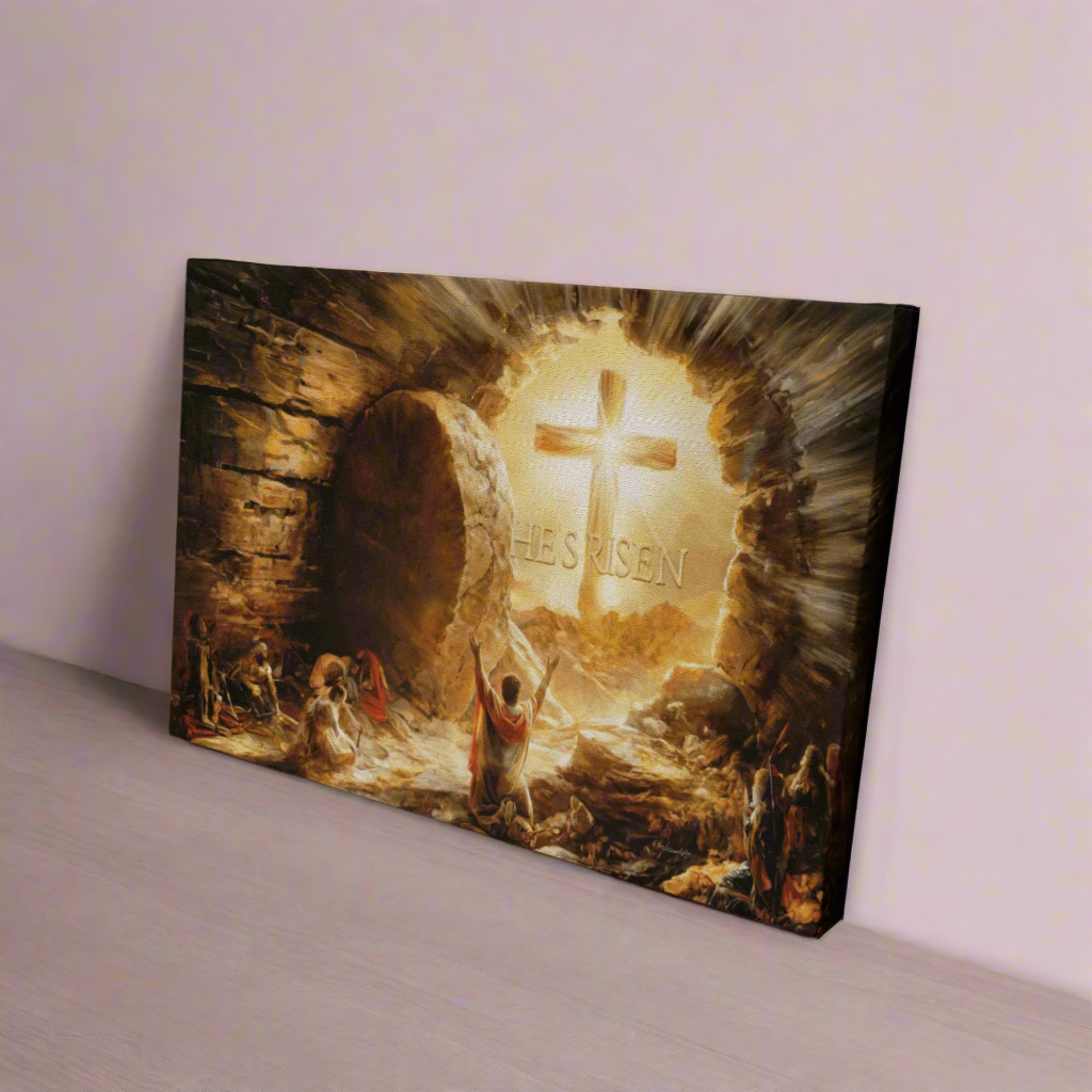 He Is Risen - Gallery Wrapped Canvas - Jesus Resurrection, Christian Easter Wall Art