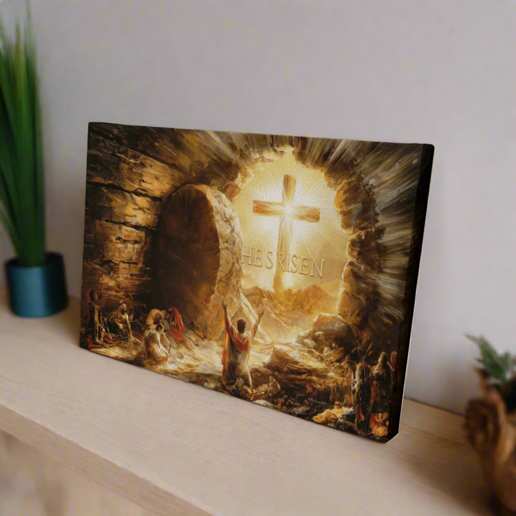 He Is Risen - Gallery Wrapped Canvas - Jesus Resurrection, Christian Easter Wall Art