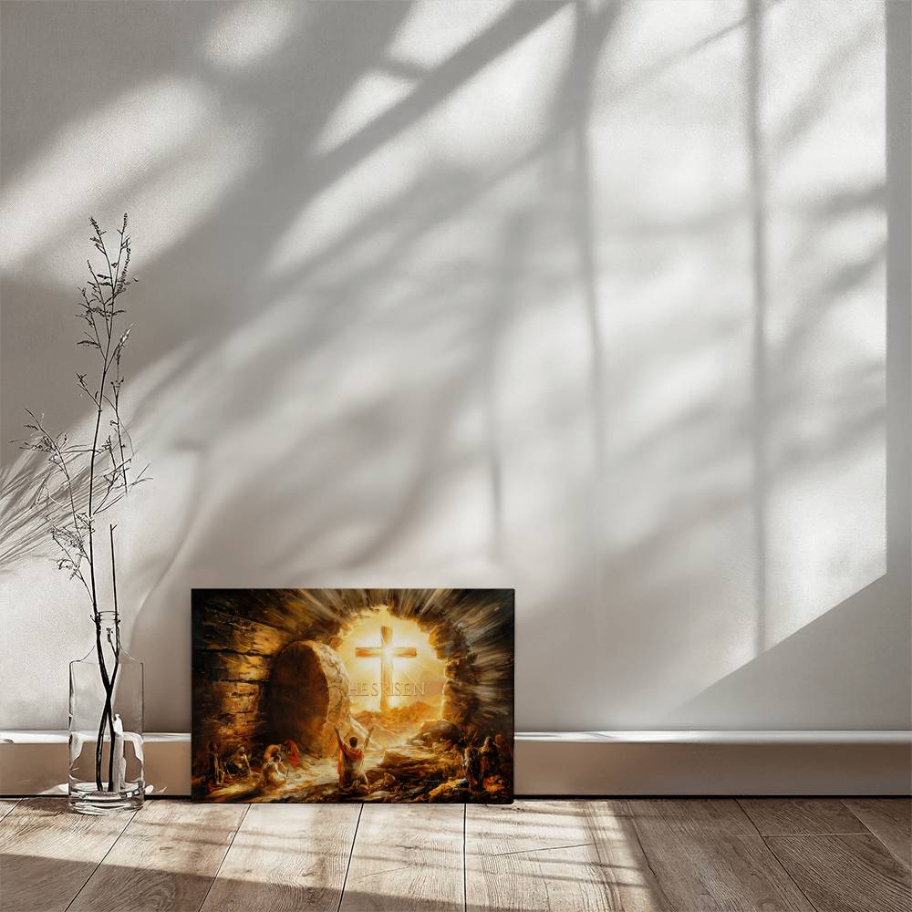 He Is Risen - Gallery Wrapped Canvas - Jesus Resurrection, Christian Easter Wall Art