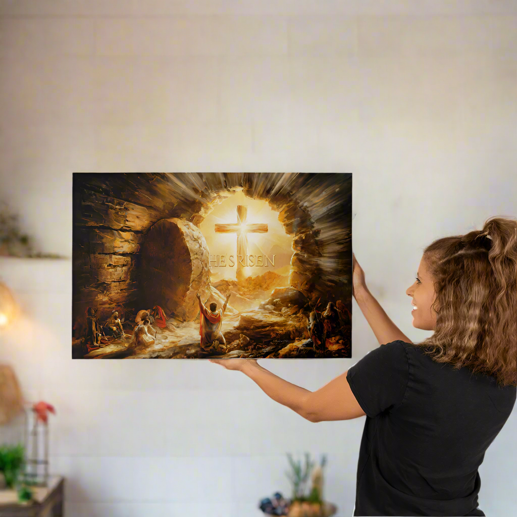 He Is Risen - Gallery Wrapped Canvas - Jesus Resurrection, Christian Easter Wall Art