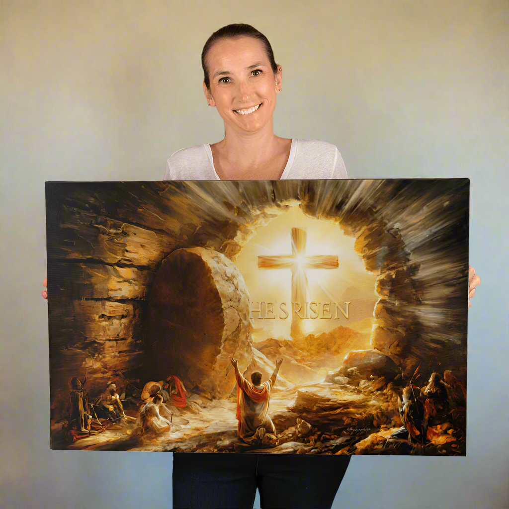 He Is Risen - Gallery Wrapped Canvas - Jesus Resurrection, Christian Easter Wall Art