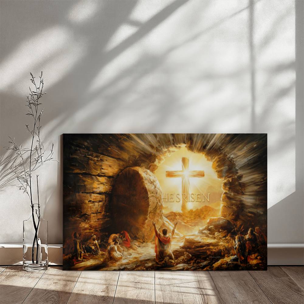 He Is Risen - Gallery Wrapped Canvas - Jesus Resurrection, Christian Easter Wall Art