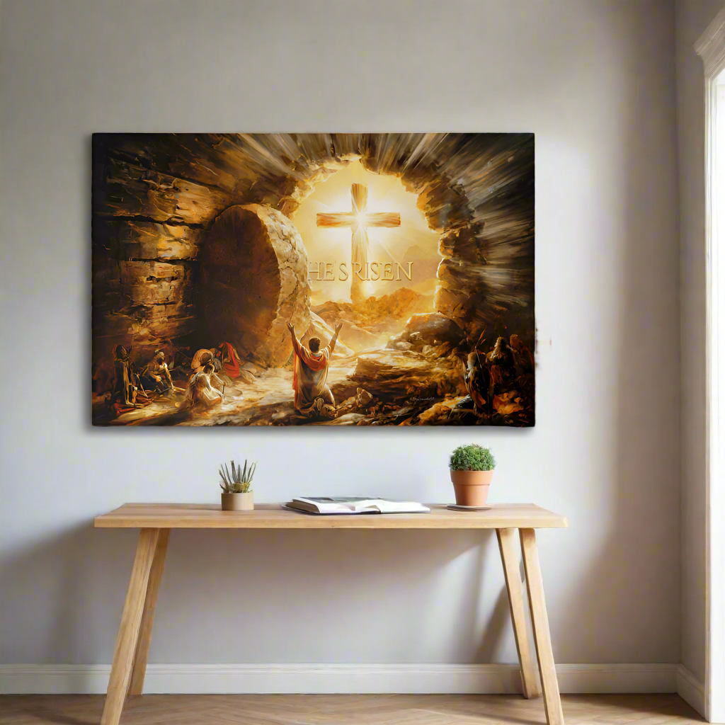 He Is Risen - Gallery Wrapped Canvas - Jesus Resurrection, Christian Easter Wall Art