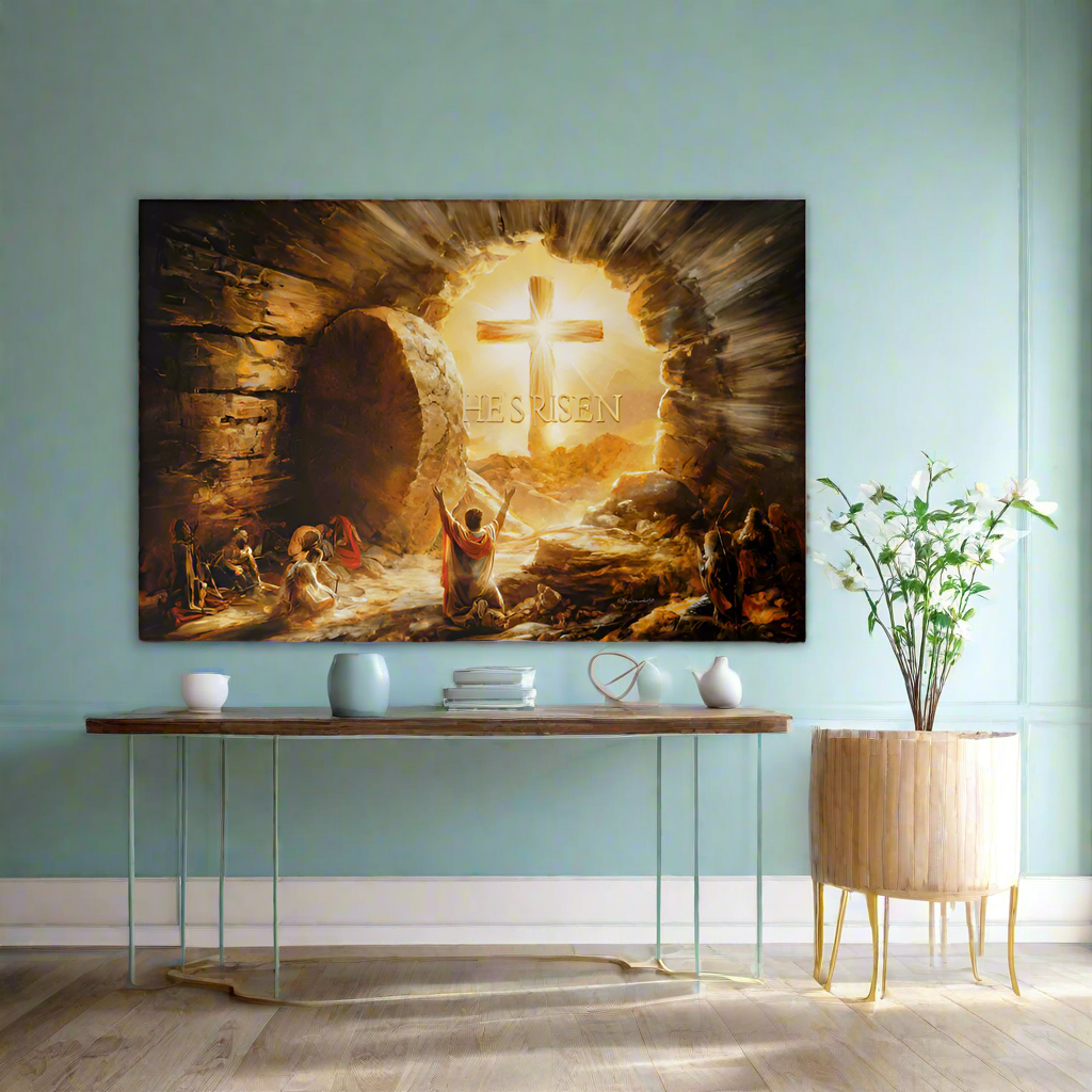 He Is Risen - Gallery Wrapped Canvas - Jesus Resurrection, Christian Easter Wall Art