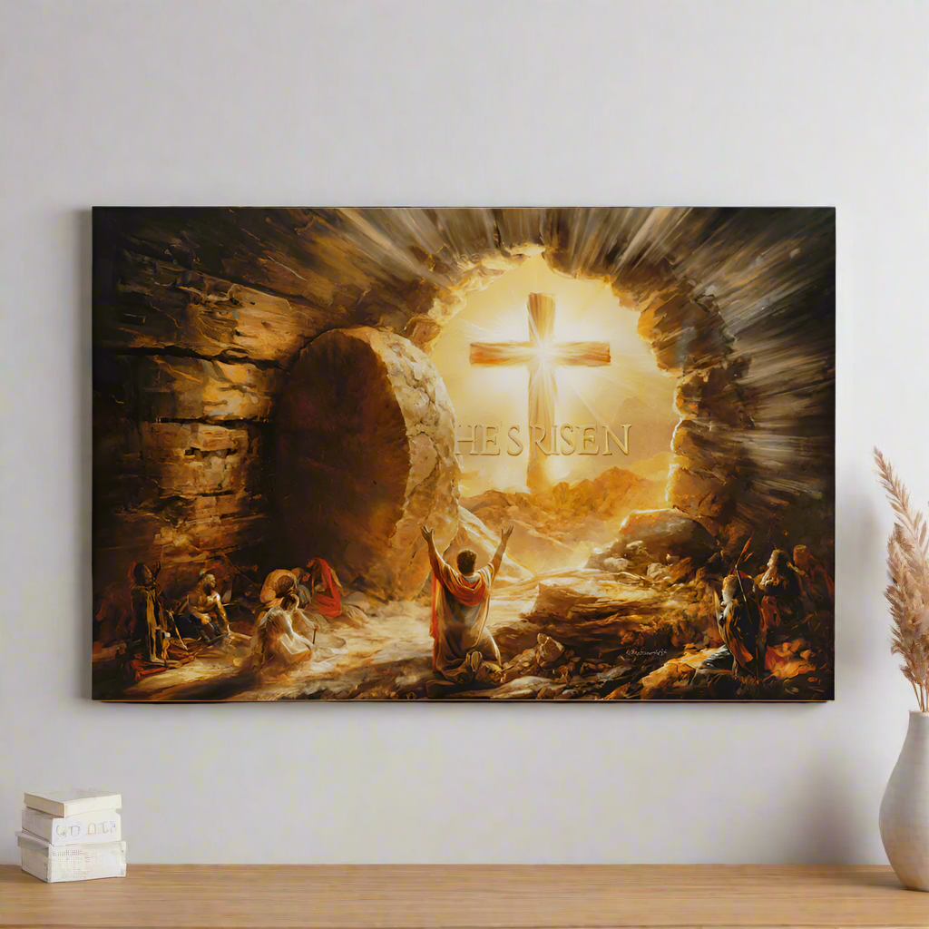 He Is Risen - Gallery Wrapped Canvas - Jesus Resurrection, Christian Easter Wall Art