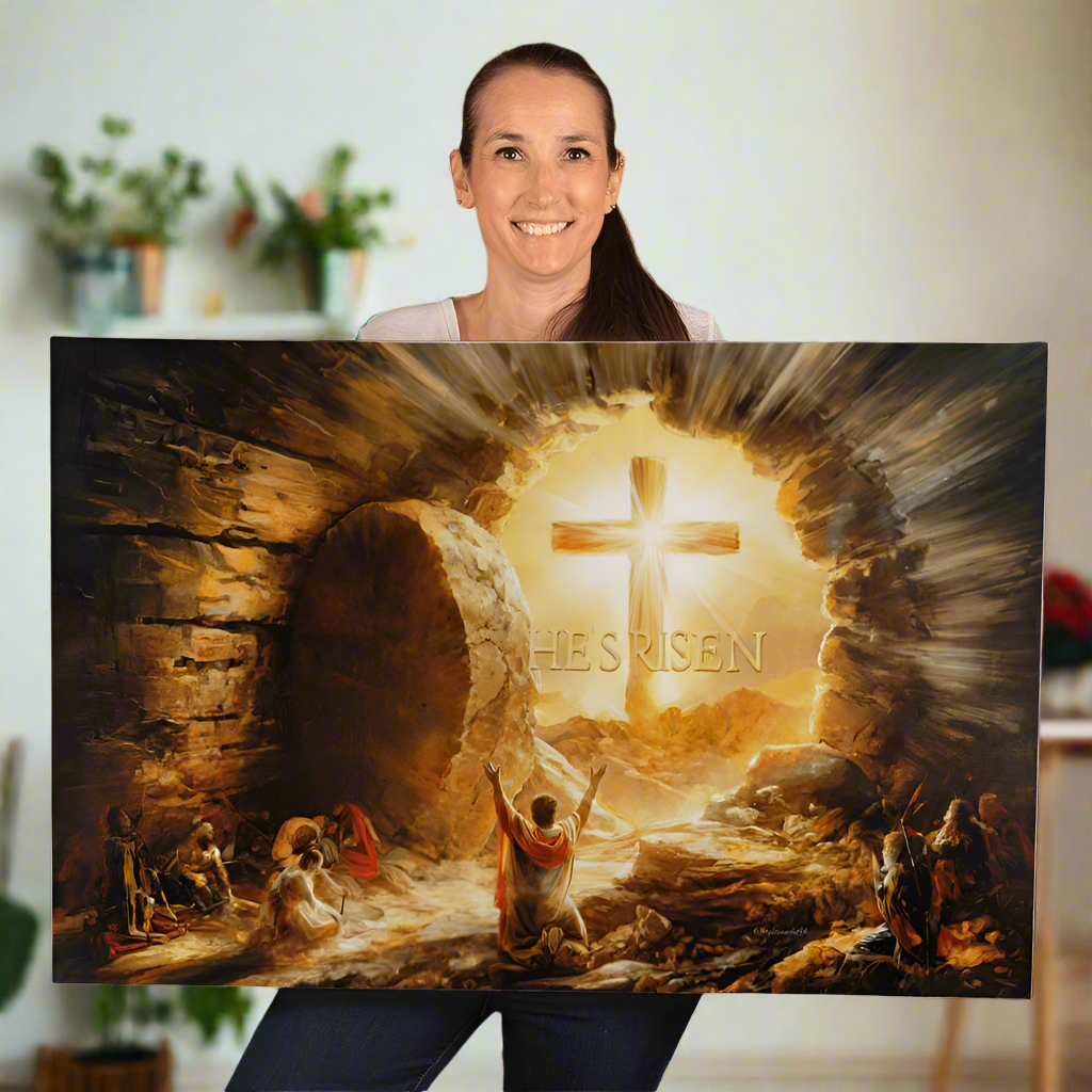 He Is Risen - Gallery Wrapped Canvas - Jesus Resurrection, Christian Easter Wall Art