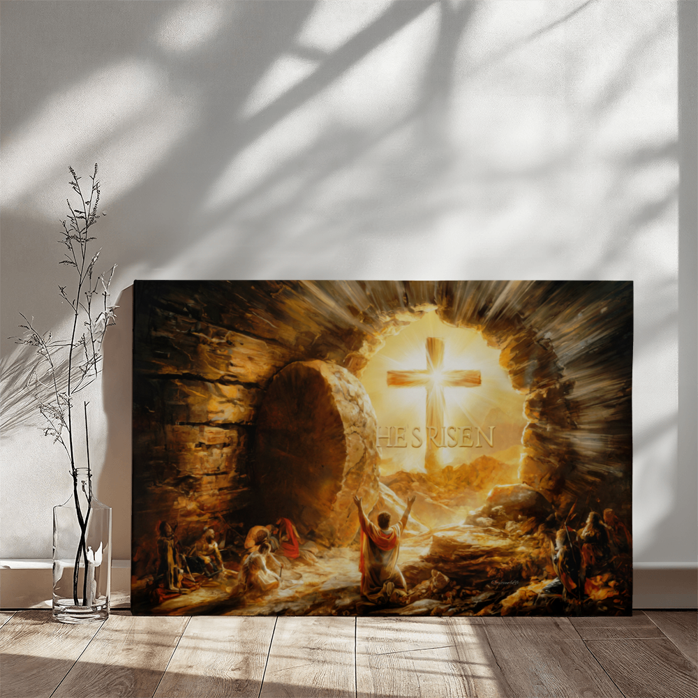 He Is Risen - Gallery Wrapped Canvas - Jesus Resurrection, Christian Easter Wall Art