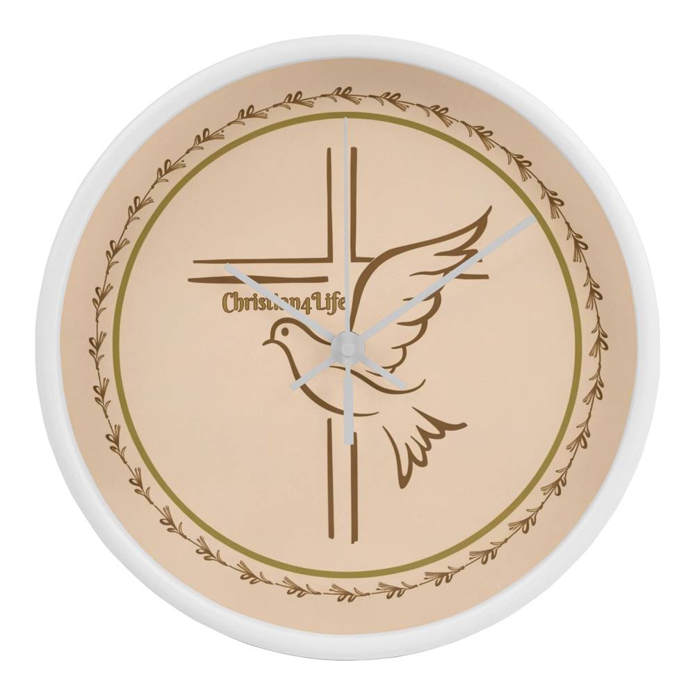 Christian4Life Cross and Dove Christian Wooden Frame Clock
