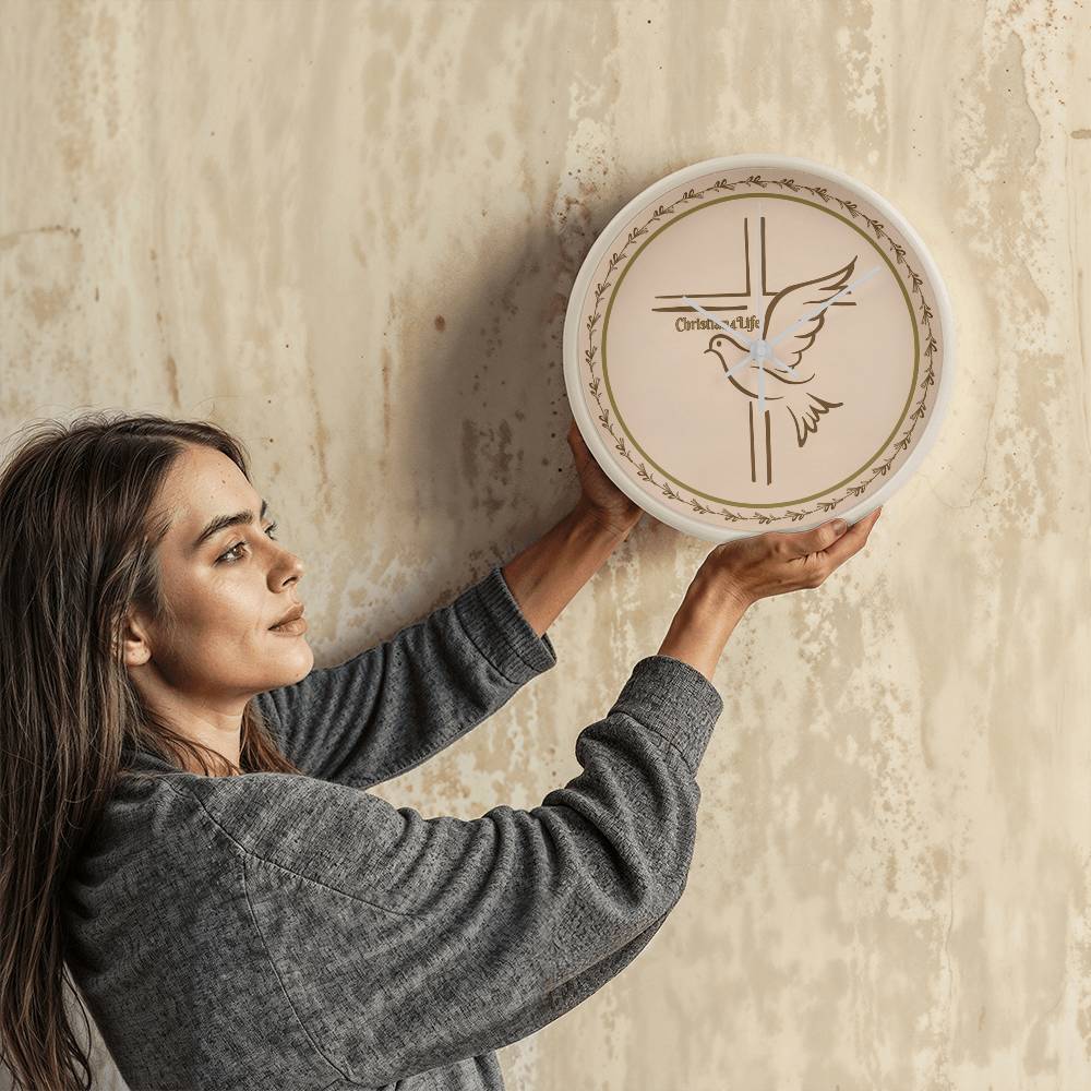 Christian4Life Cross and Dove Christian Wooden Frame Clock