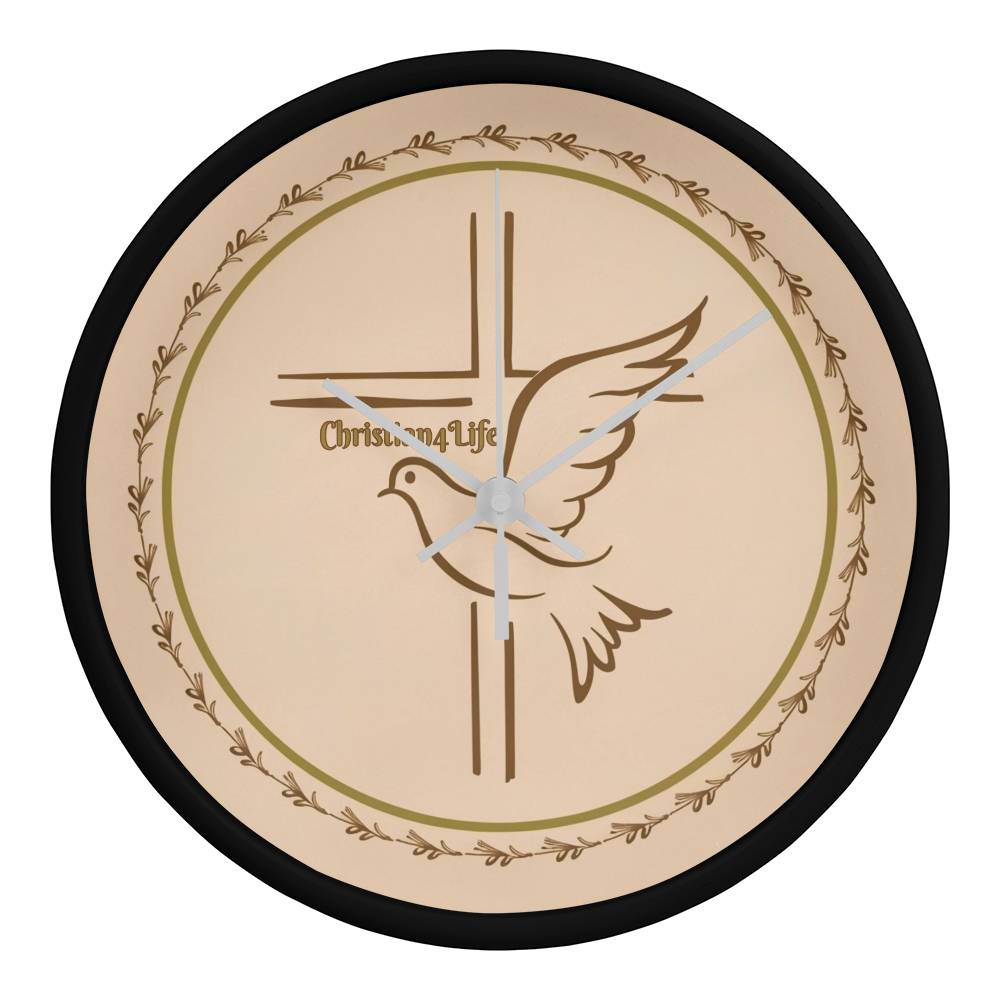 Christian4Life Cross and Dove Christian Wooden Frame Clock