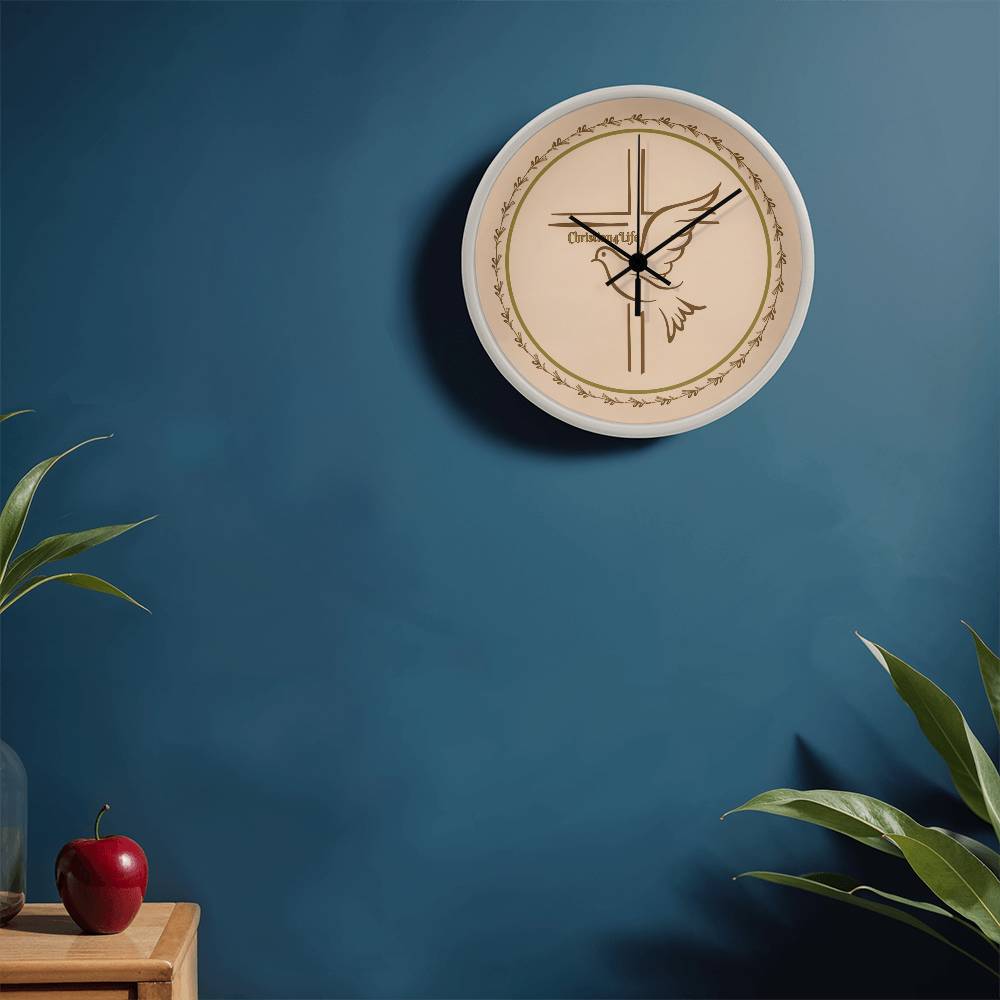 Christian4Life Cross and Dove Christian Wooden Frame Clock
