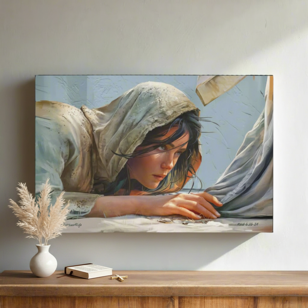 Woman Reaching to Touch the Hem of Jesus' Garment - Christian Gallery Wrapped Canvas Art Print