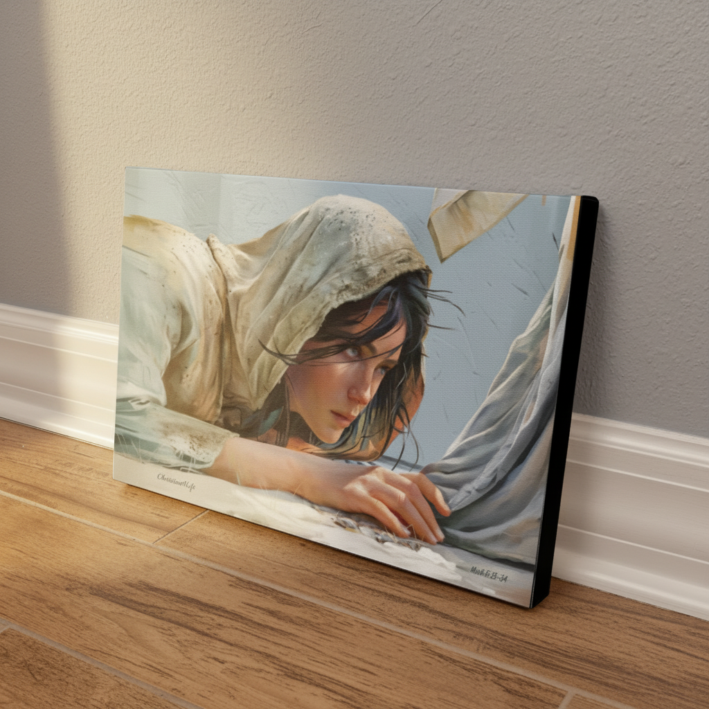 Woman Reaching to Touch the Hem of Jesus' Garment - Christian Gallery Wrapped Canvas Art Print
