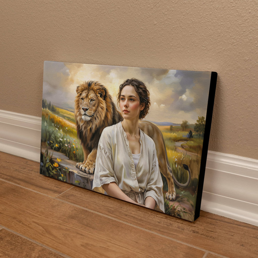 "Behind every Christian woman is the Lion of Judah." - Gallery Wrapped Canvas
