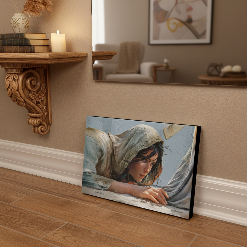 Woman Reaching to Touch the Hem of Jesus' Garment - Christian Gallery Wrapped Canvas Art Print