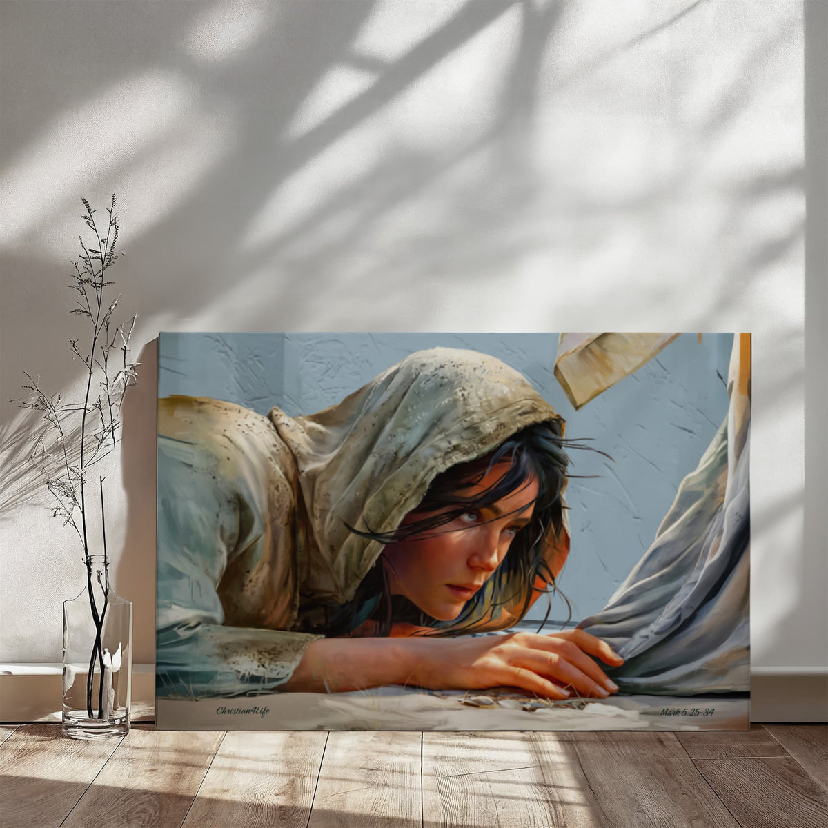 Woman Reaching to Touch the Hem of Jesus' Garment - Christian Gallery Wrapped Canvas Art Print