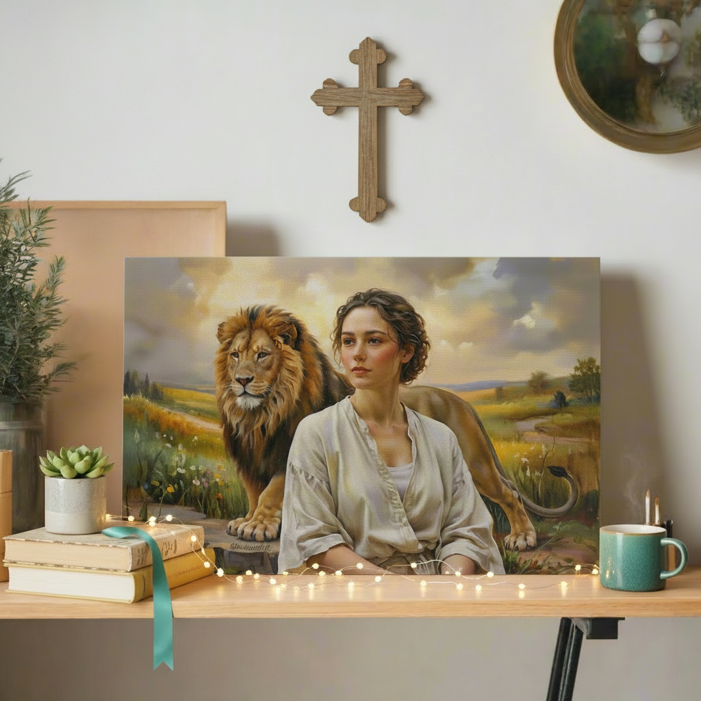 "Behind every Christian woman is the Lion of Judah." - Gallery Wrapped Canvas