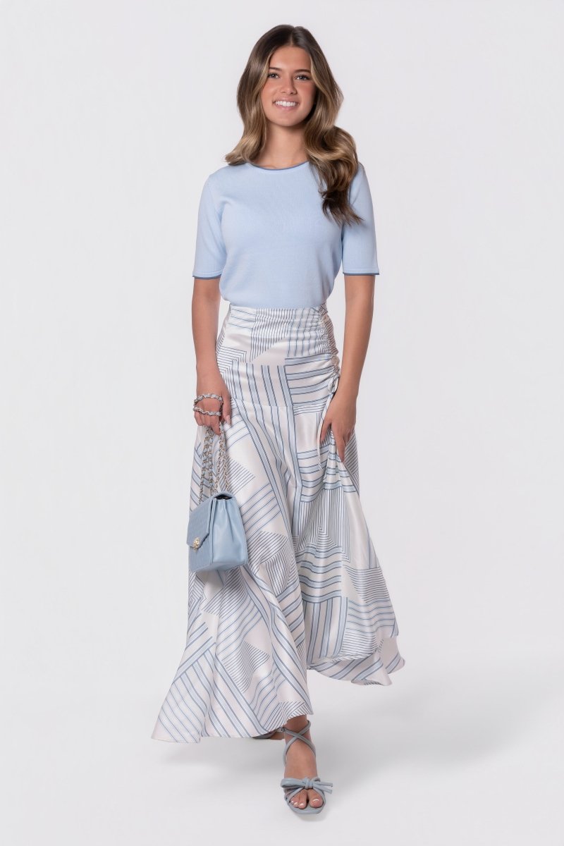 Aviana Skirt (White/Blue)