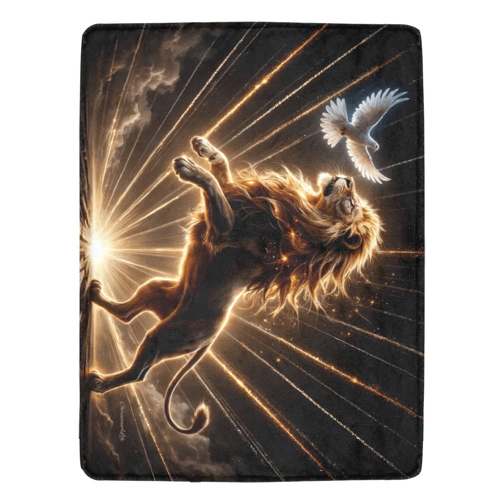 Lion of Judah and Holy Spirit with Golden Rays -Ultra Soft Micro Fleece Blanket (multiple sizes)