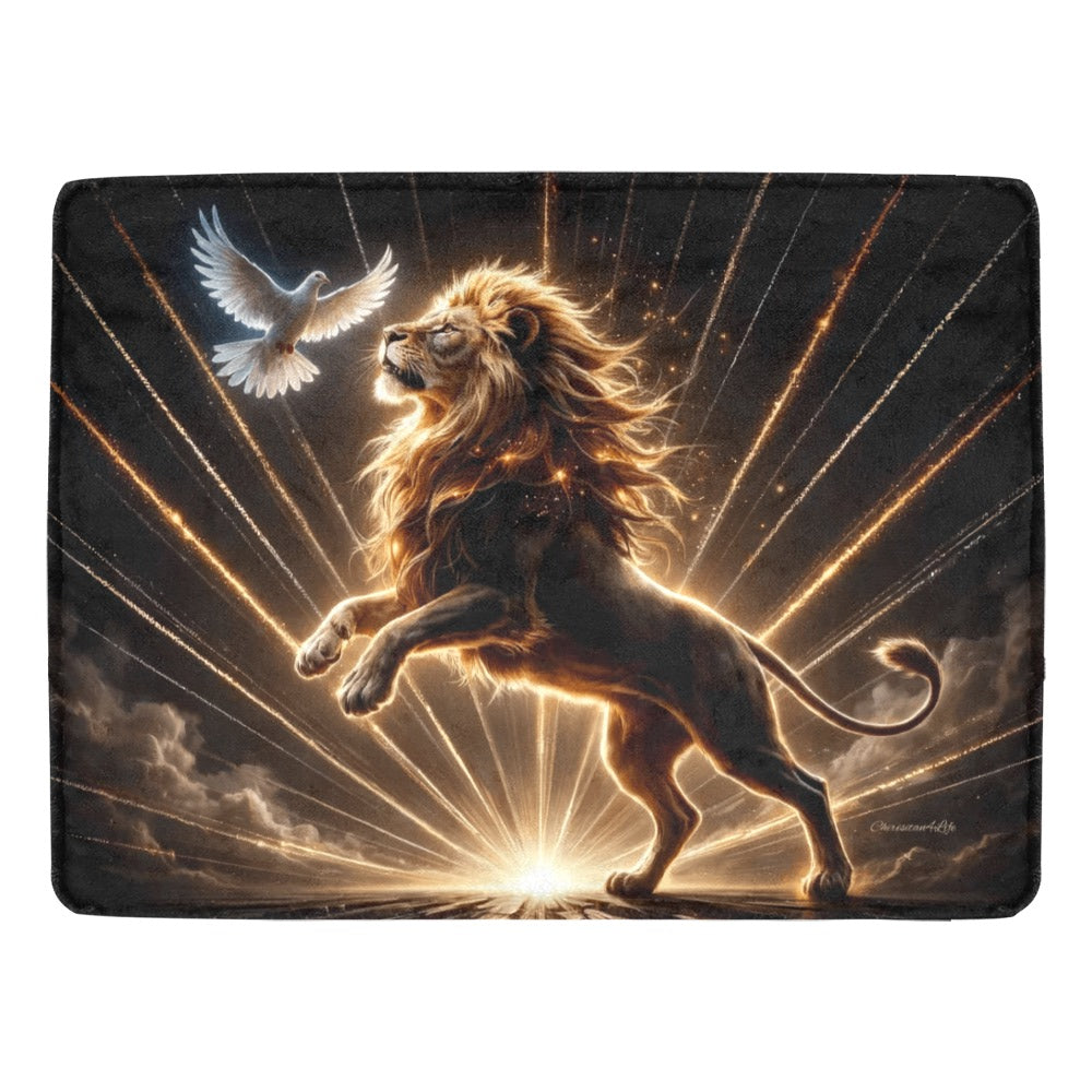 Lion of Judah and Holy Spirit with Golden Rays -Ultra Soft Micro Fleece Blanket (multiple sizes)