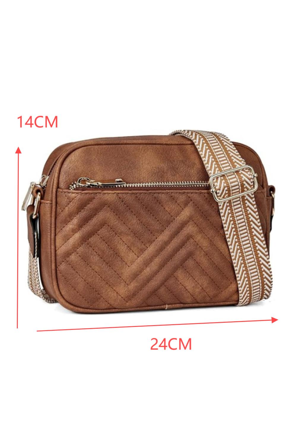 Black Quilted Faux Leather Crossbody Bag 22*6*16cm