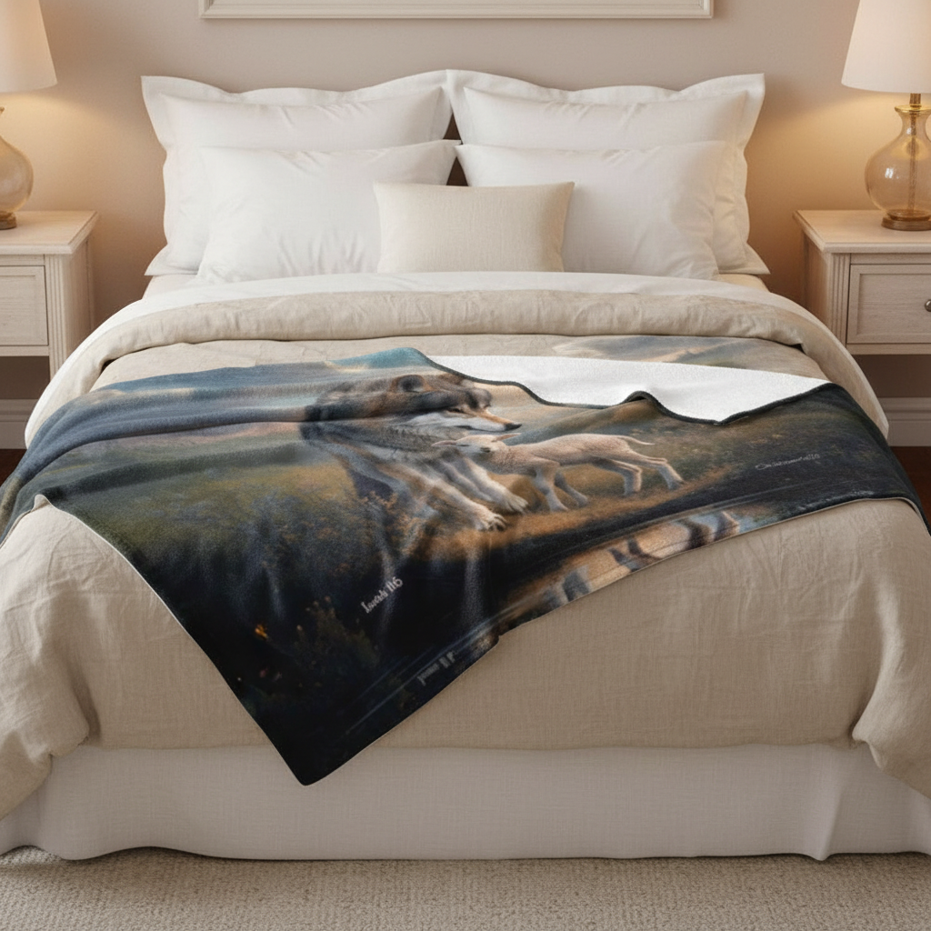 Wolf and Lamb Reflection Isaiah 11:6 Ultra-Soft Micro Fleece Blanket (multiple sizes)