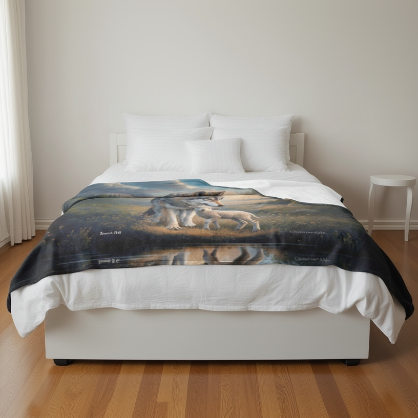 Wolf and Lamb Reflection Isaiah 11:6 Ultra-Soft Micro Fleece Blanket (multiple sizes)