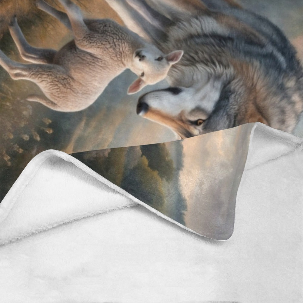 Wolf and Lamb-Isaiah 11:6 -Ultra-Soft Micro Fleece Blanket (multiple sizes)