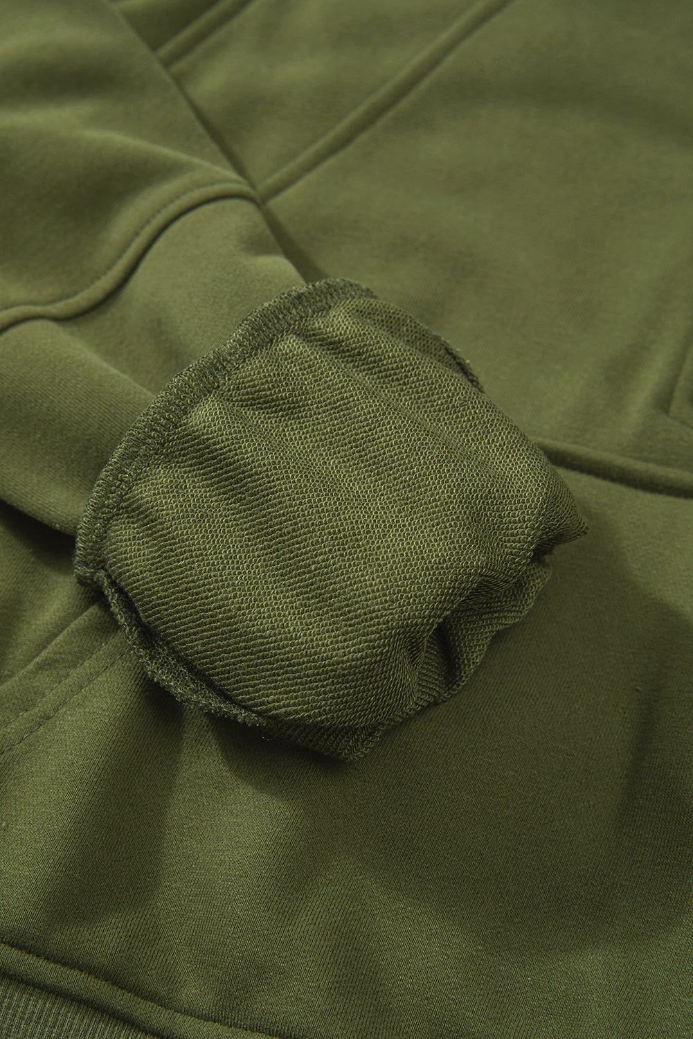 Smoke Green Quarter Zip Stand Neck Kangaroo Pocket Sweatshirt