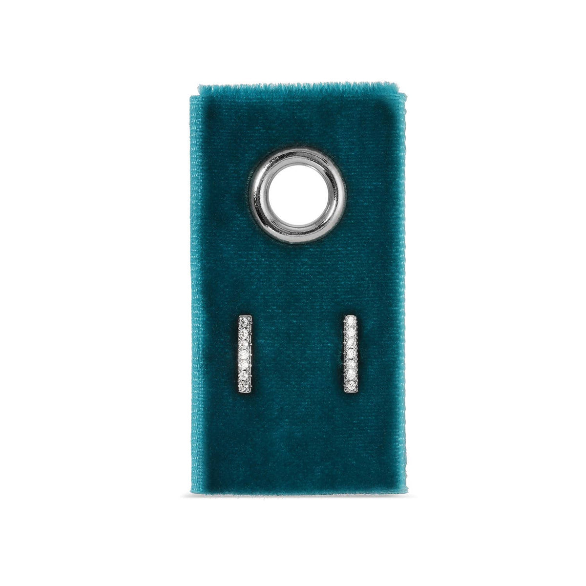 Pave Bar Studs On Velvet Gift Tag