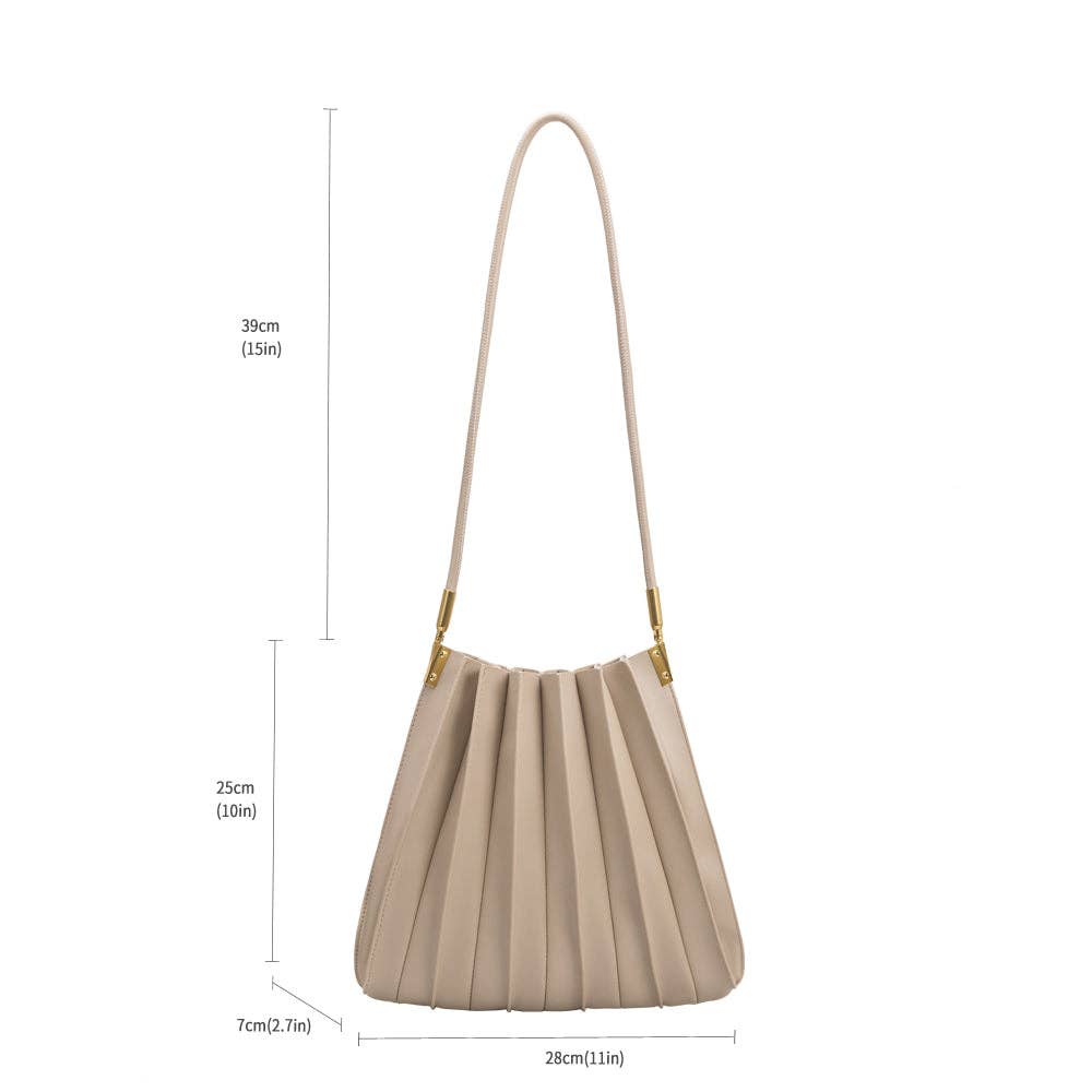 Carrie Ivory Pleated Shoulder Bag