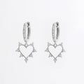 925 Sterling Silver Inlaid Zircon Heart Dangle Earrings