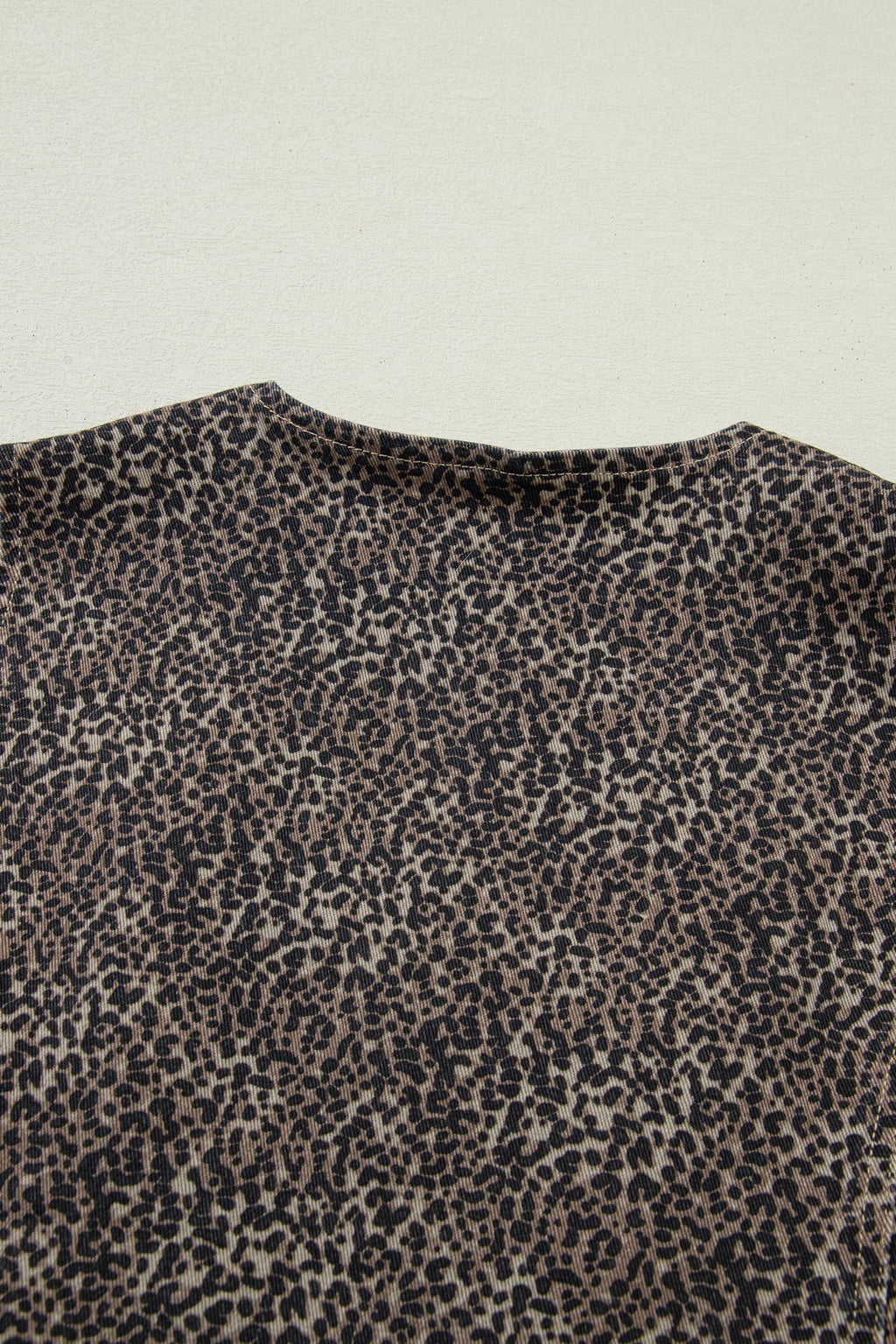 Brown Leopard Print Slim Denim Vest