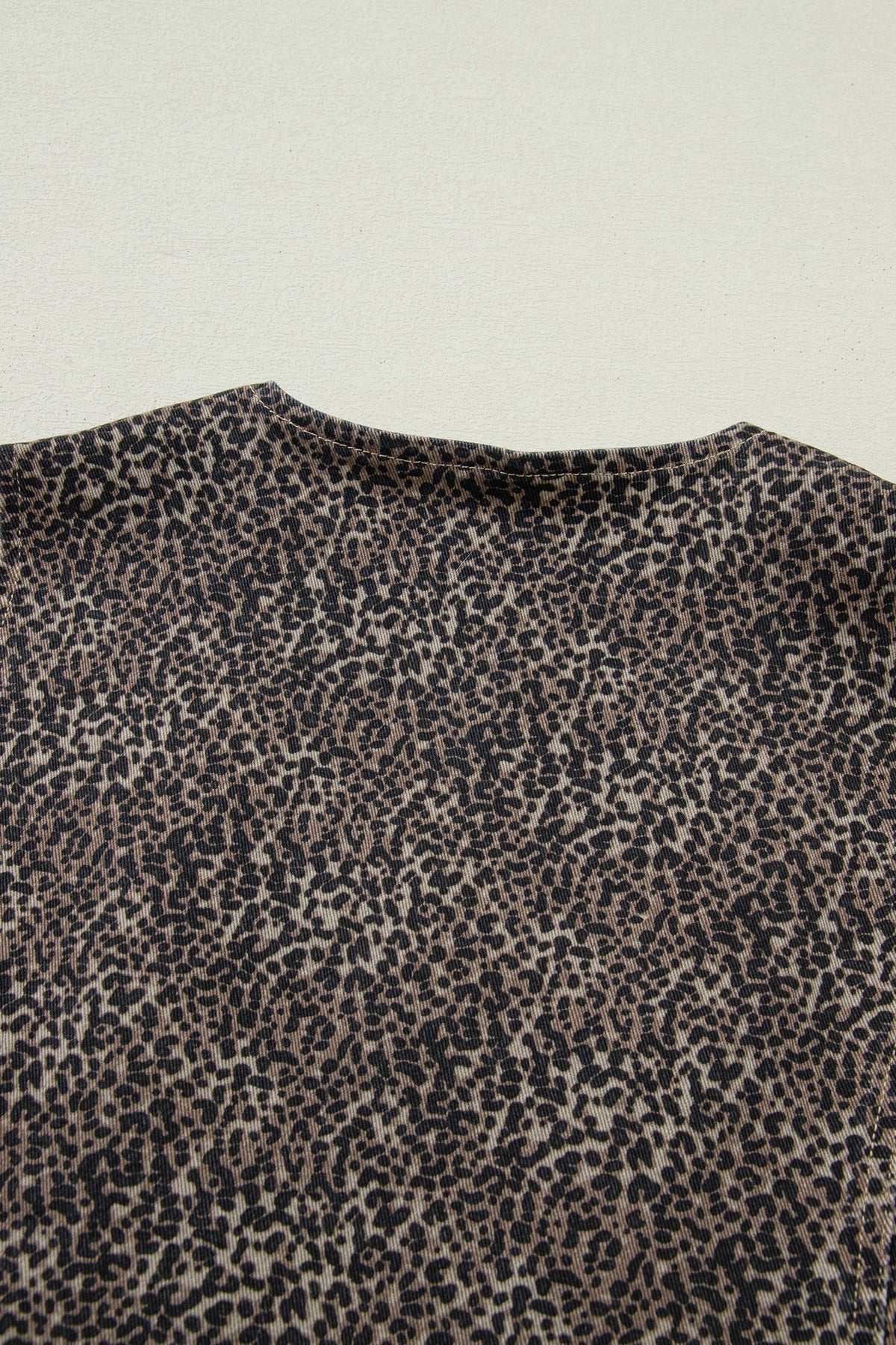 Brown Leopard Print Slim Denim Vest